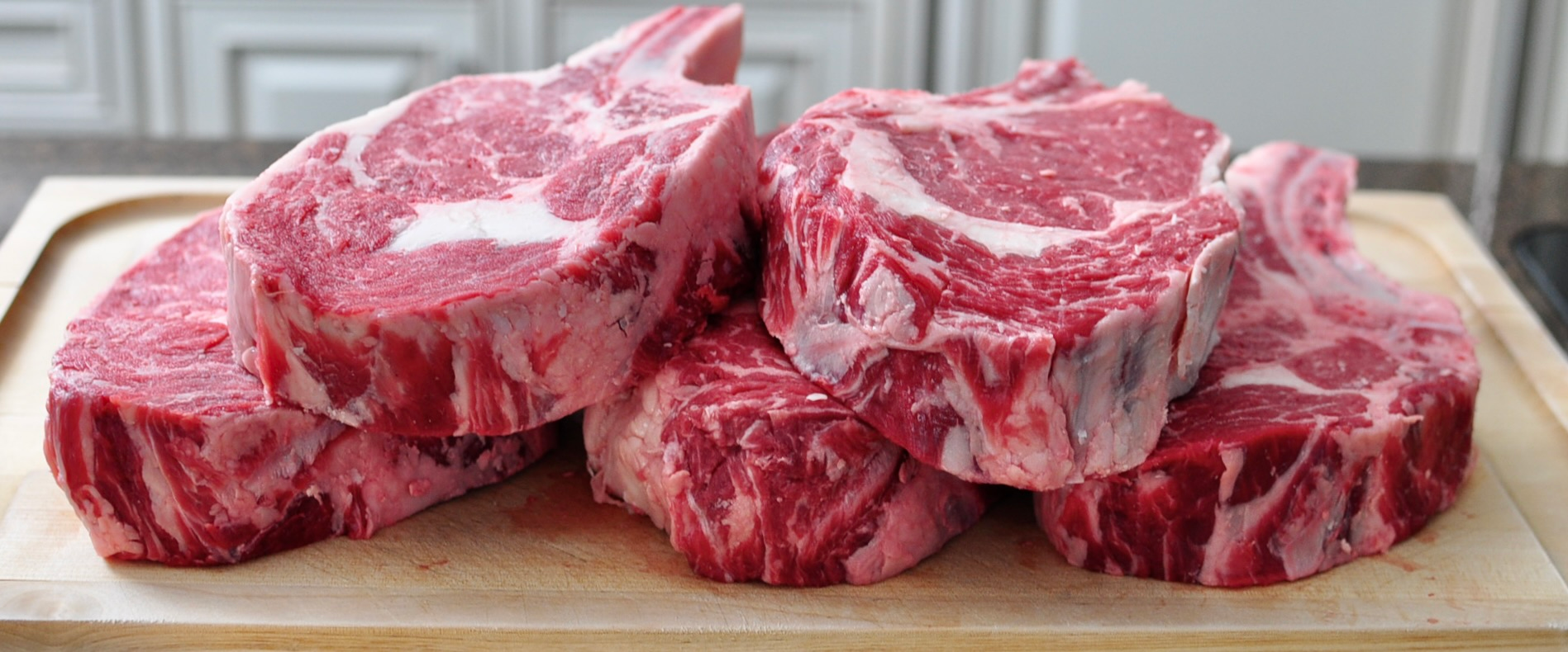 Bone-in rib eye steaks