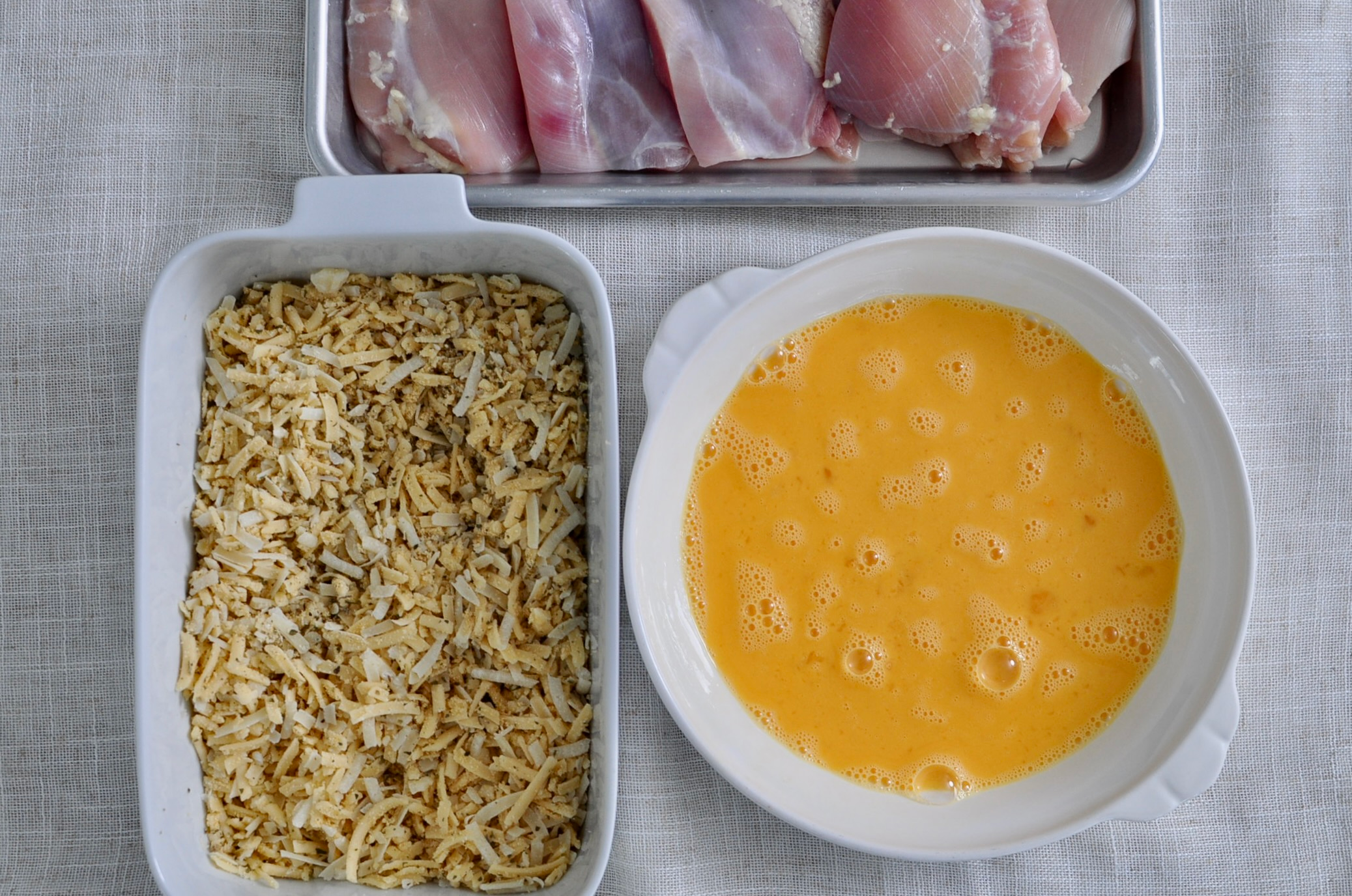 egg and cheese for coating the chicken