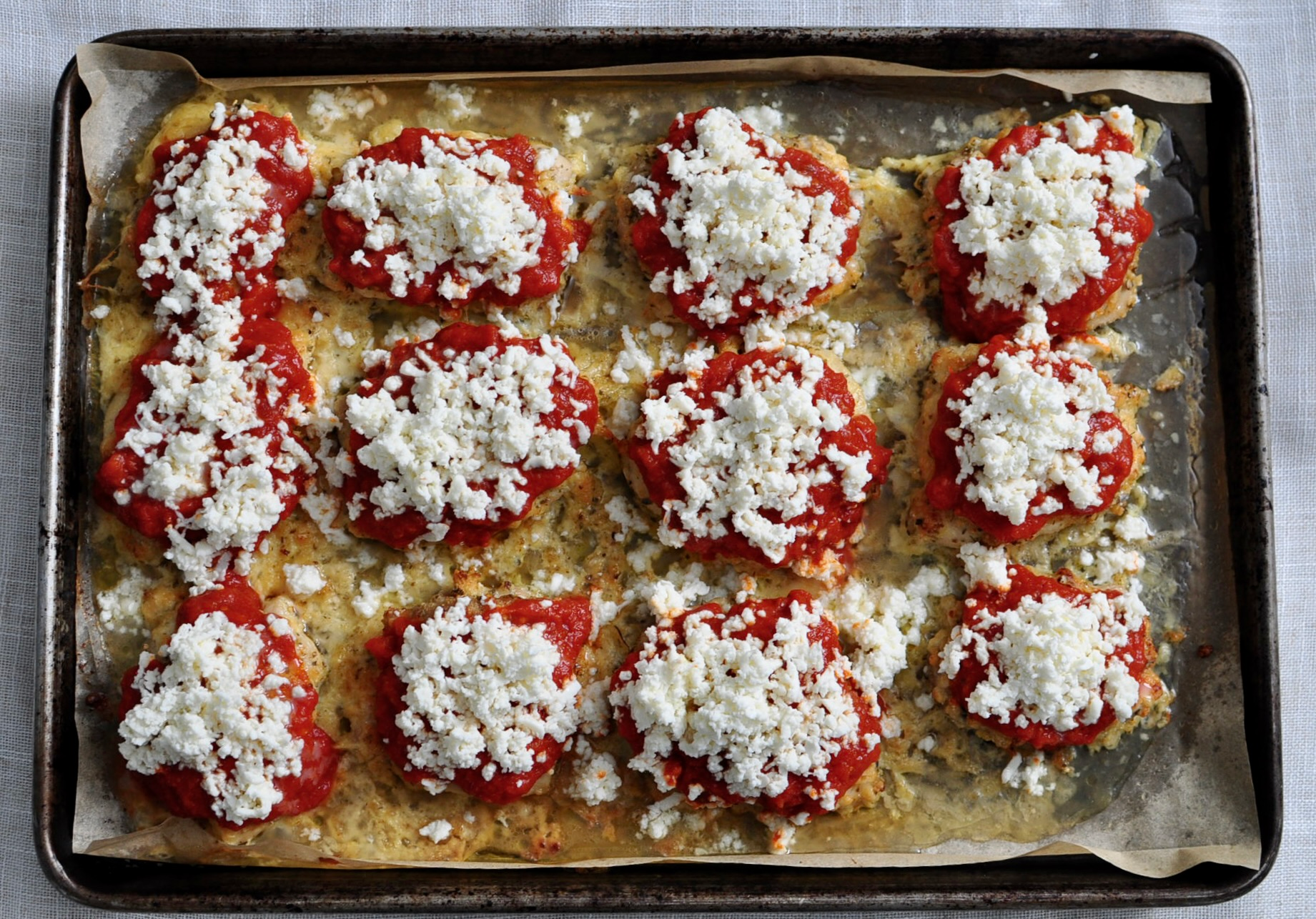 Non-breaded Chicken Parmesan ready to bake