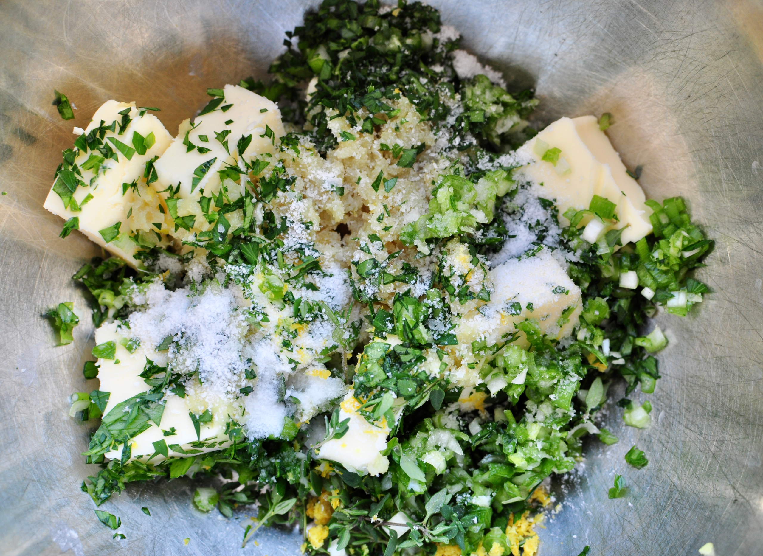 minced herbs for compound butter