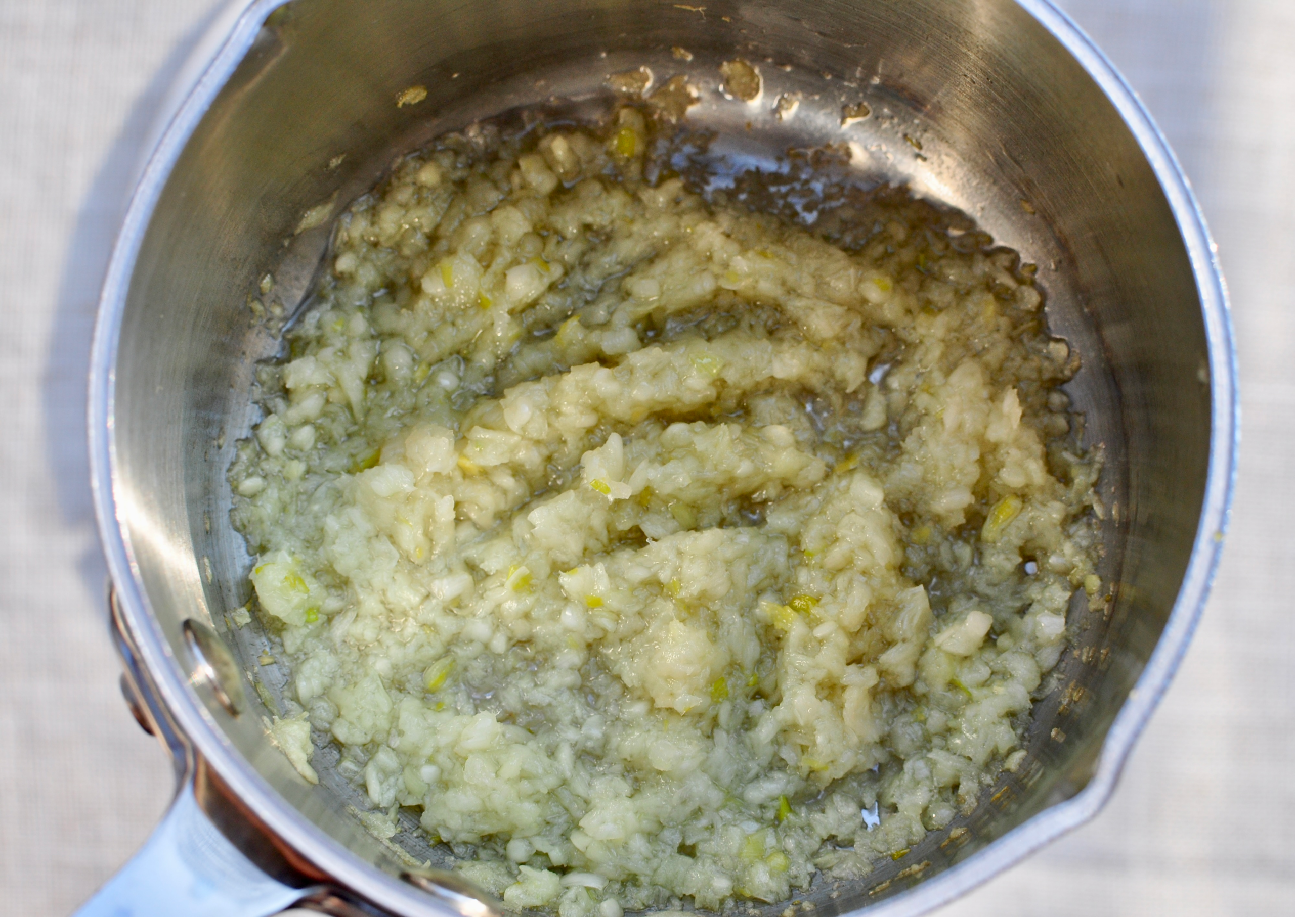 minced garlic sautéd in beef tallow for compound butter