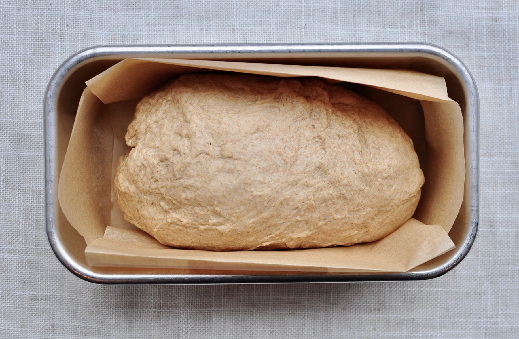 rolled dough in loaf pan