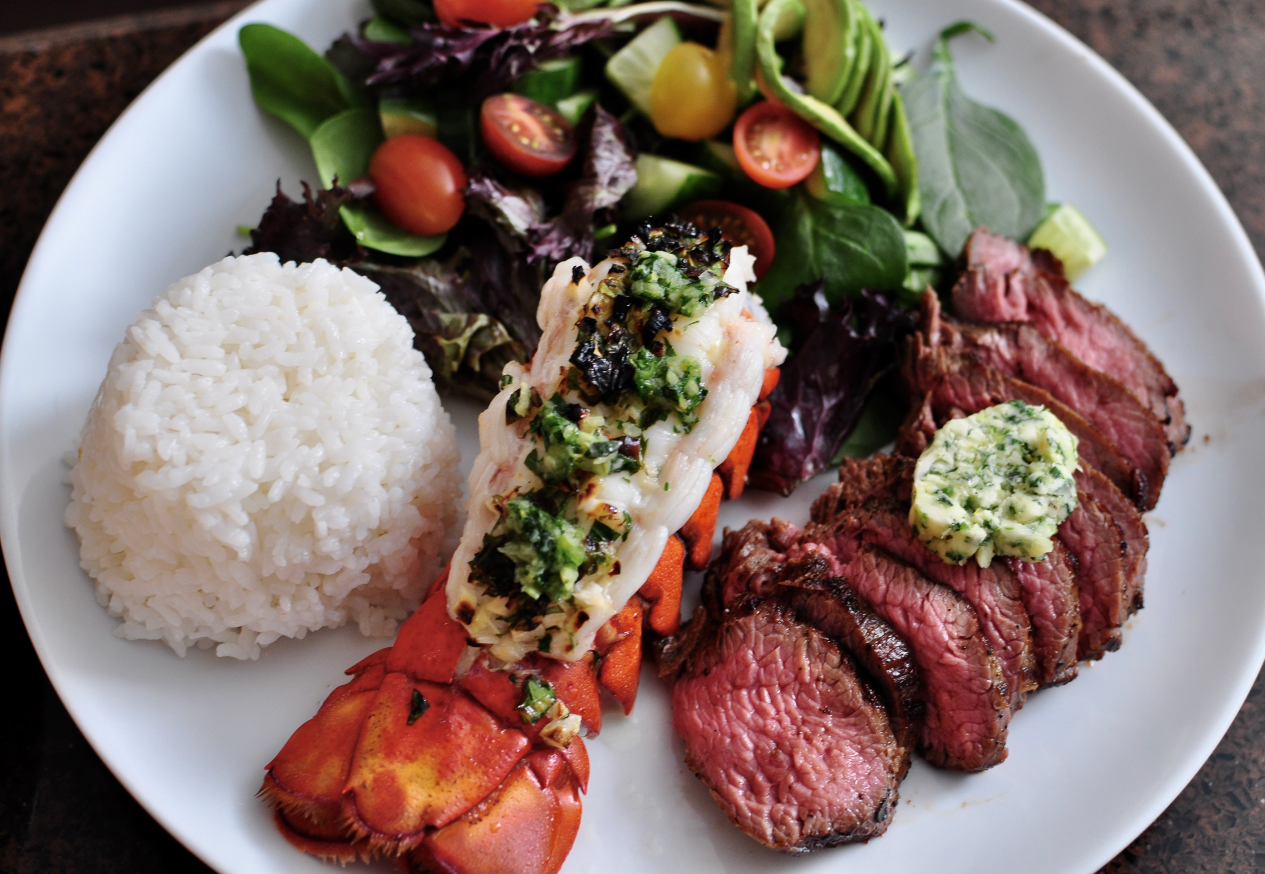 Lobster and steak dinner
