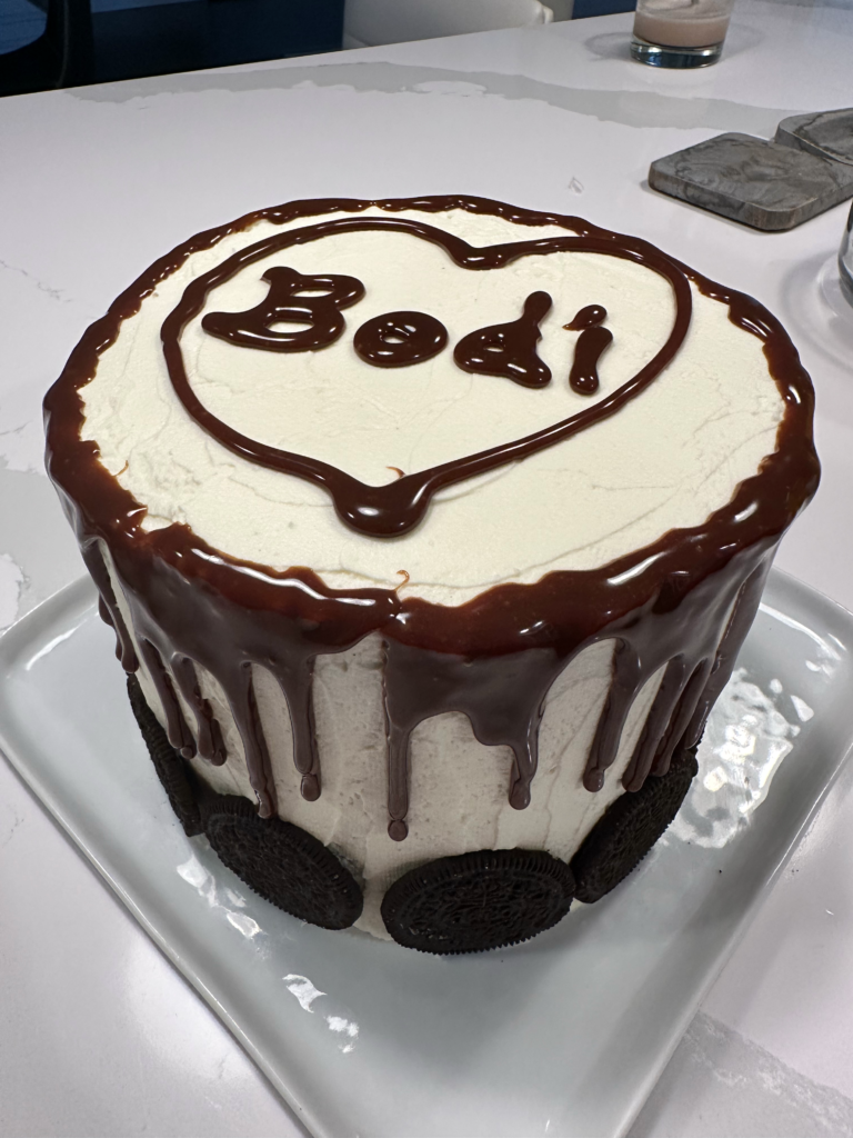 Chocolate cake with drip decoration