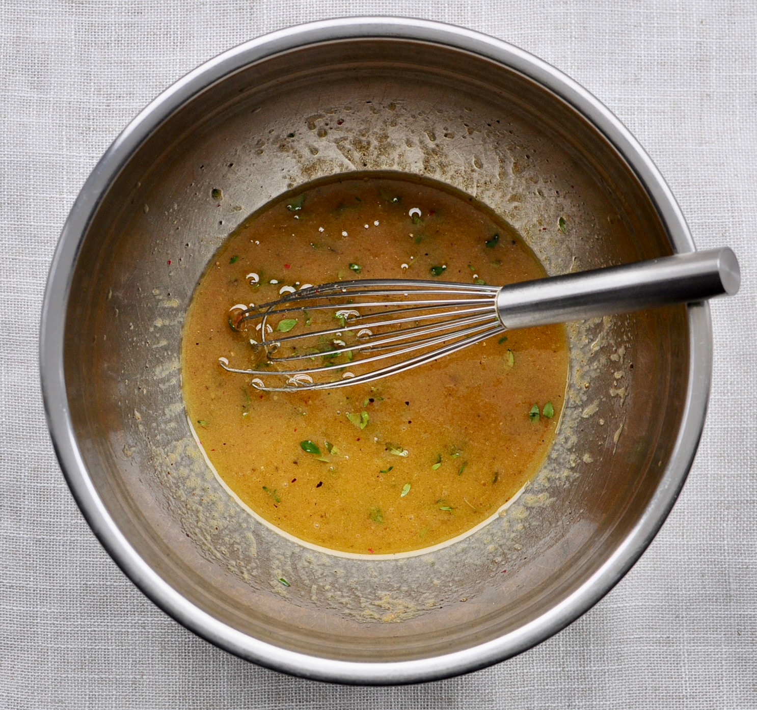 Apple Butter Vinaigrette in mixing bowl