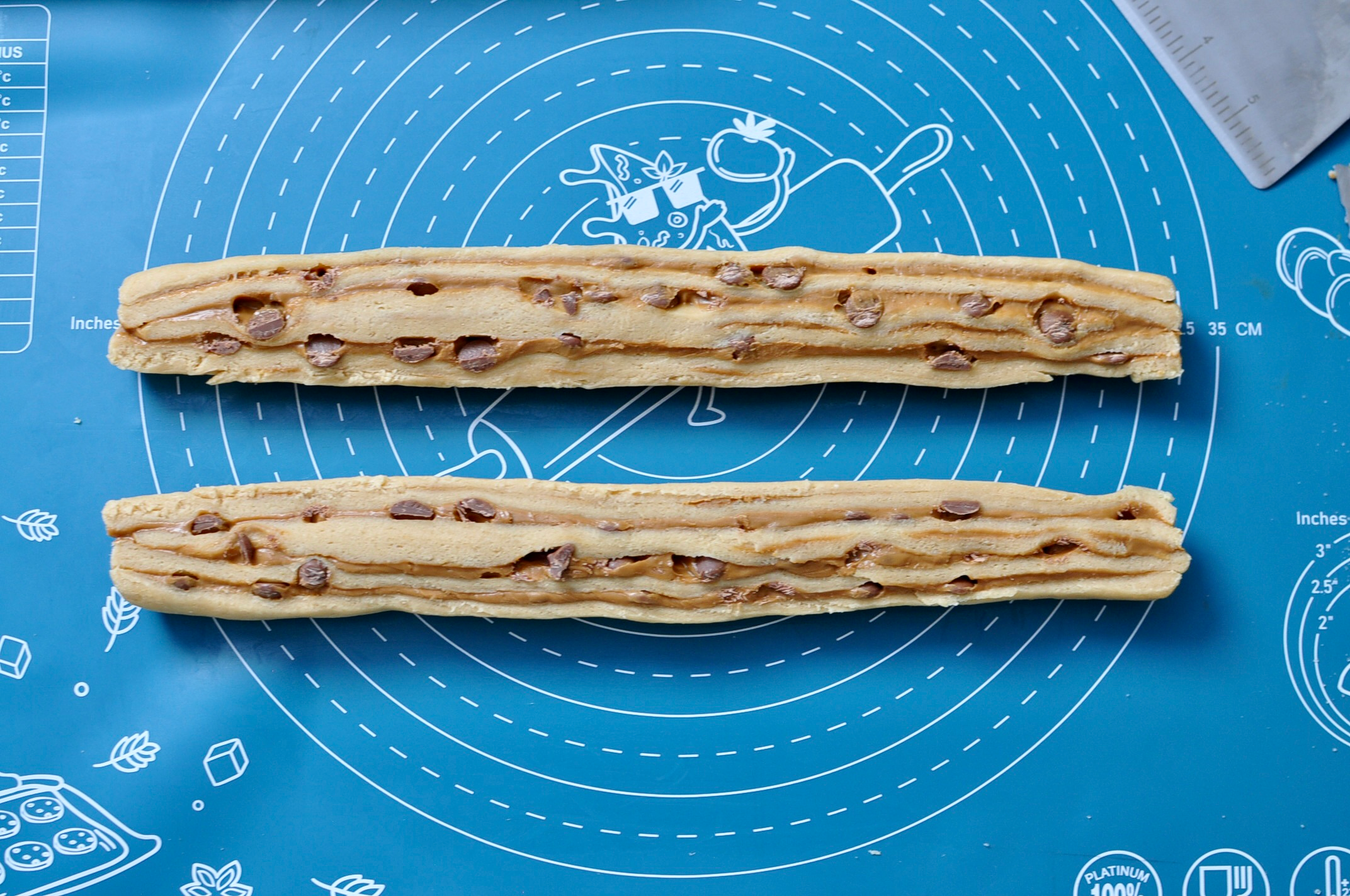 Babka dough cut lengthwise