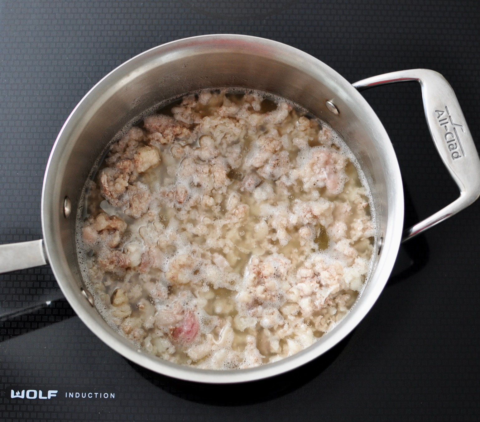 Beef fat rendering after 1 hour