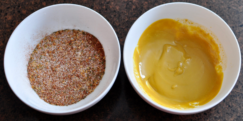Mustard and spice rub for brisket