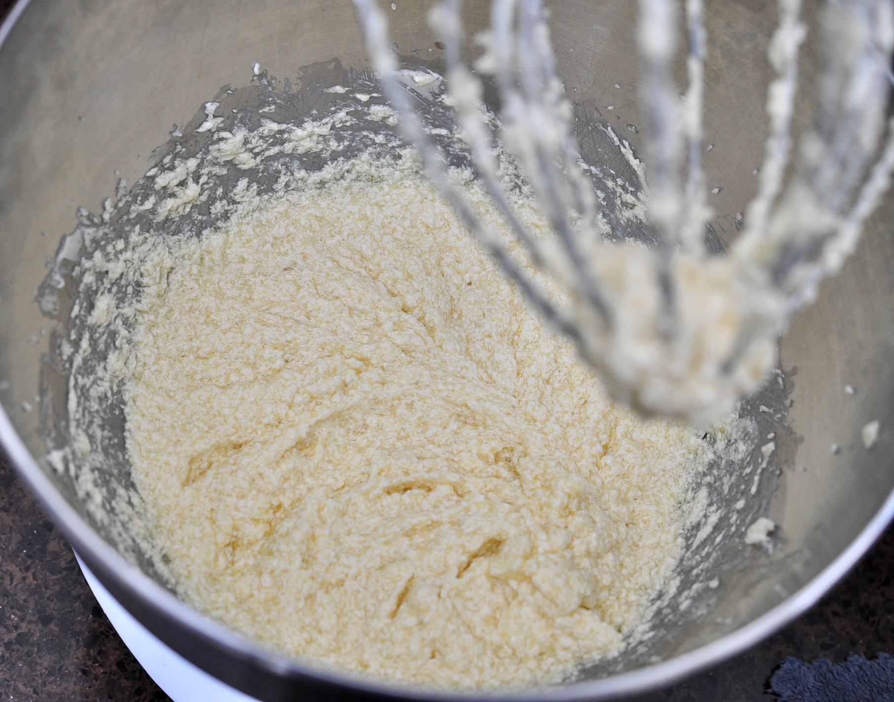 butter sugar eggs and vanilla beaten