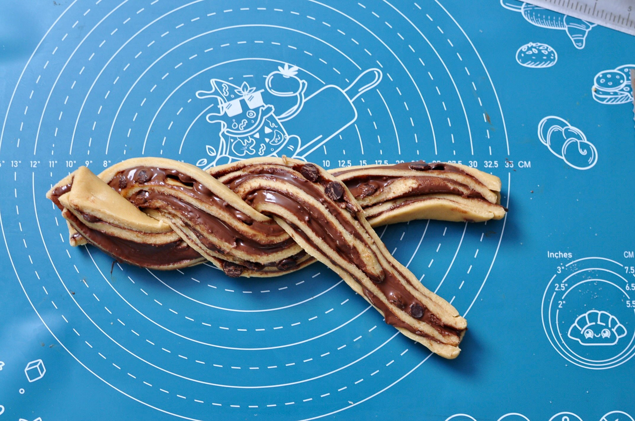 Twisting babka dough