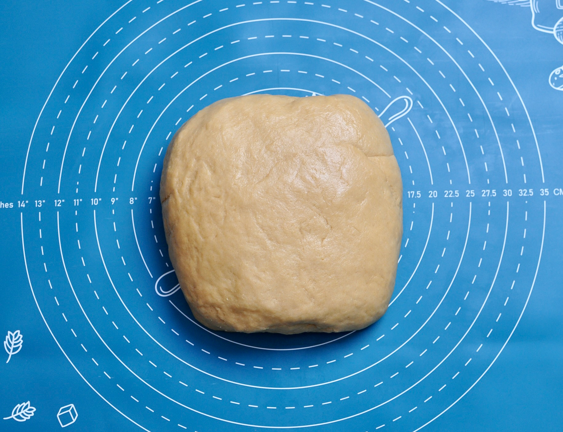 Babka dough formed into a square