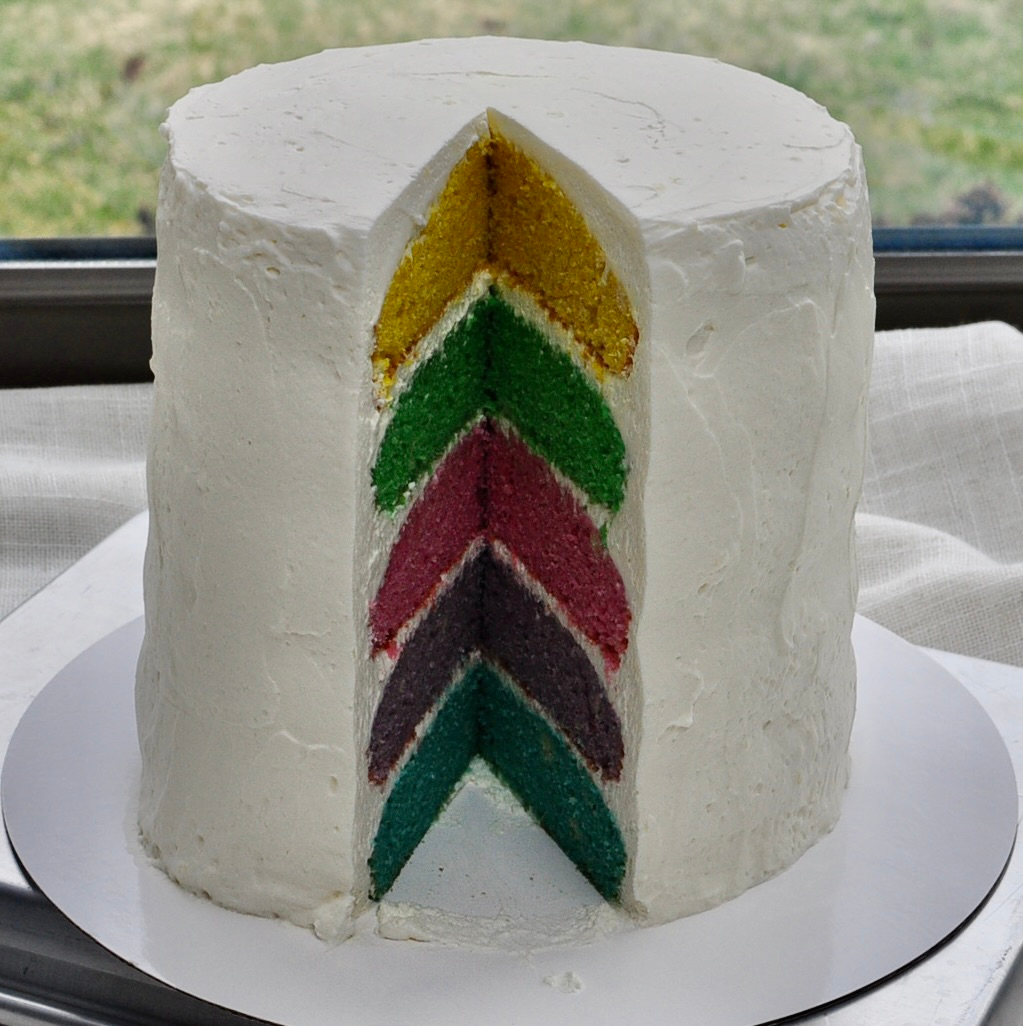 Rainbow Vanilla Layer Cake with Whipped Cream Frosting