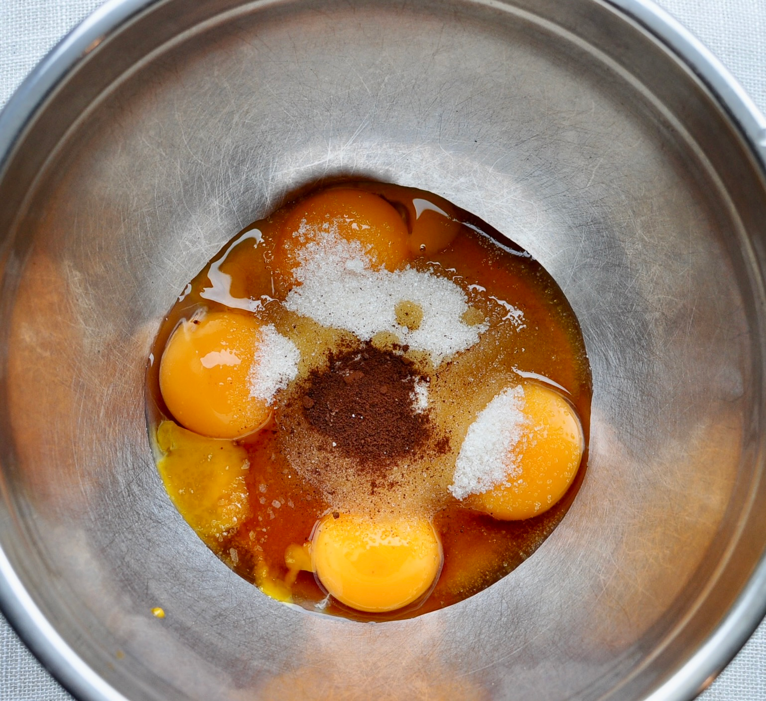 Egg yolks, sugar, maple syrup, vanilla