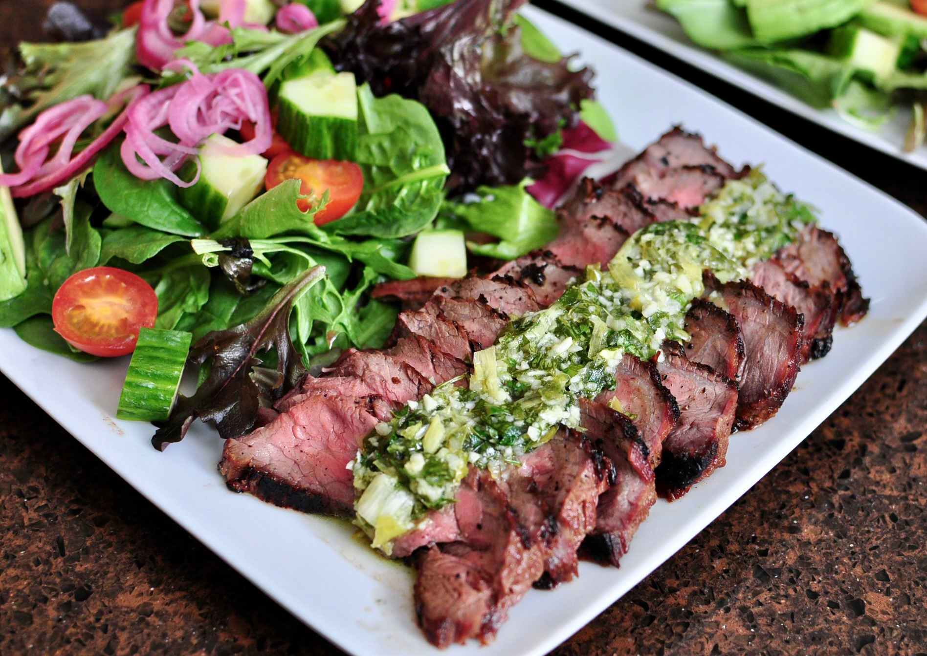Sliced Flank Steak with Chimichurri Sauce