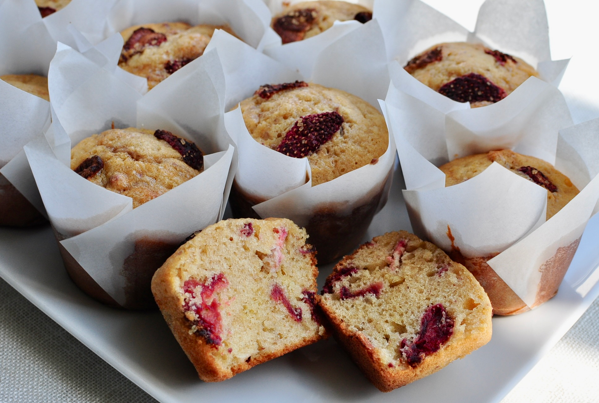Freeze dried strawberry muffins