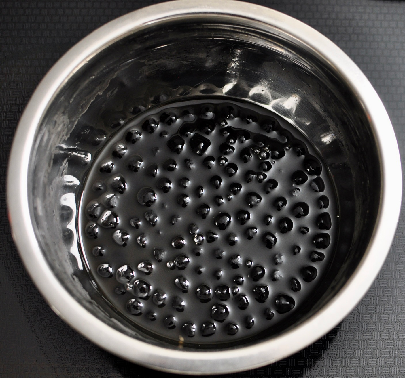 Boba soaking in brown sugar water