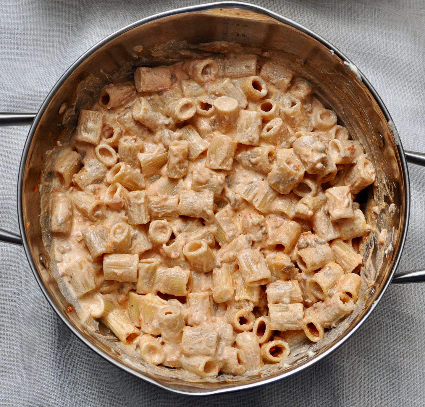 Ricotta cheese and pasta for cheesy pasta bake