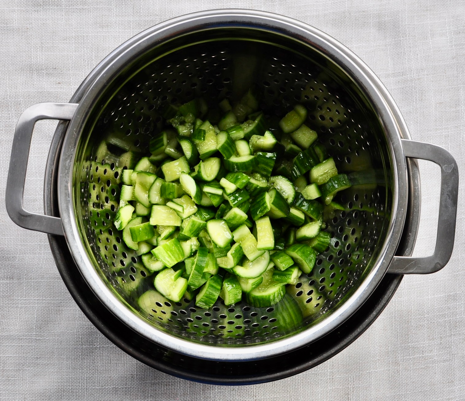 Cucumbers in colander