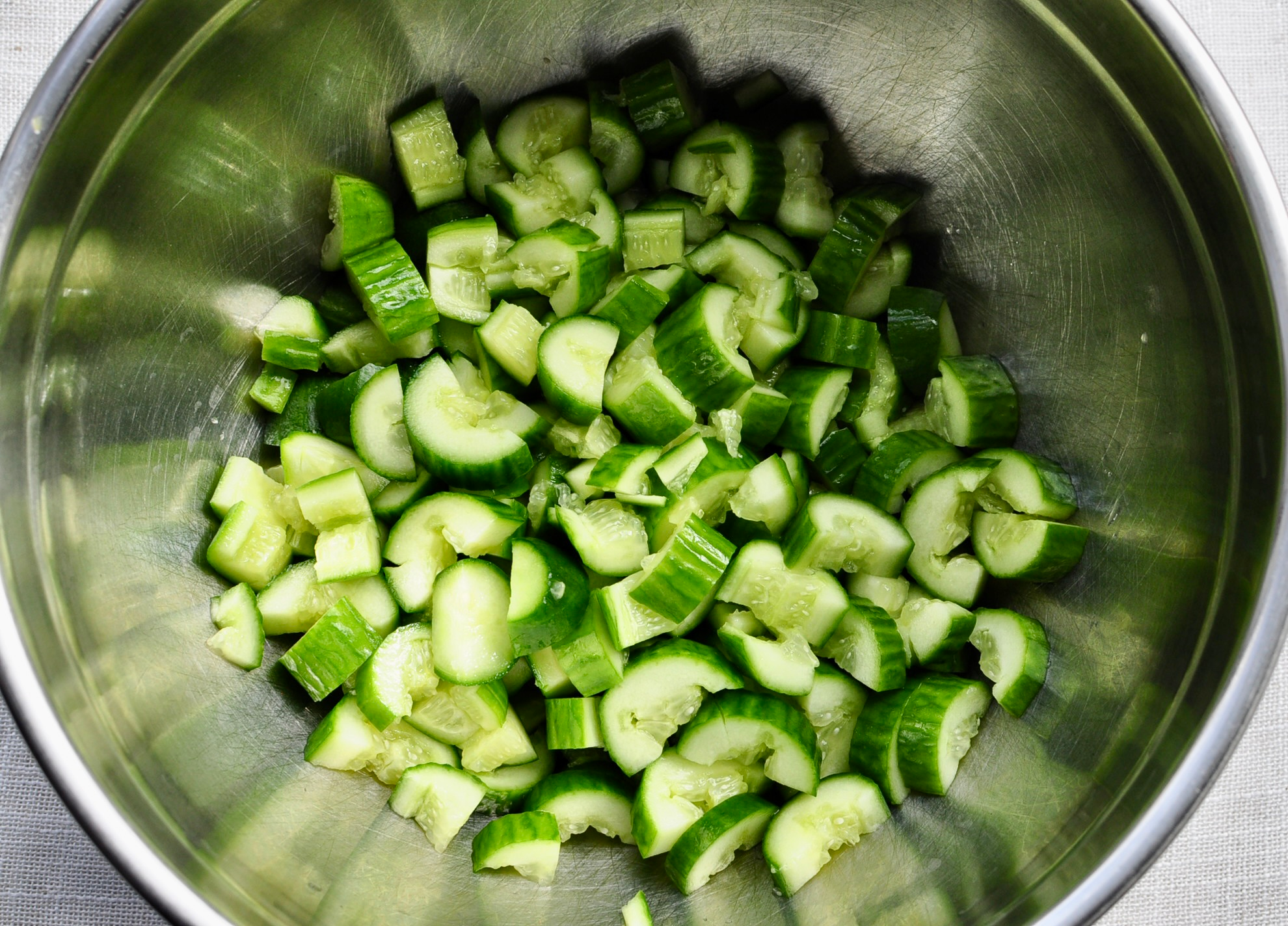 Salted diced cucumbers
