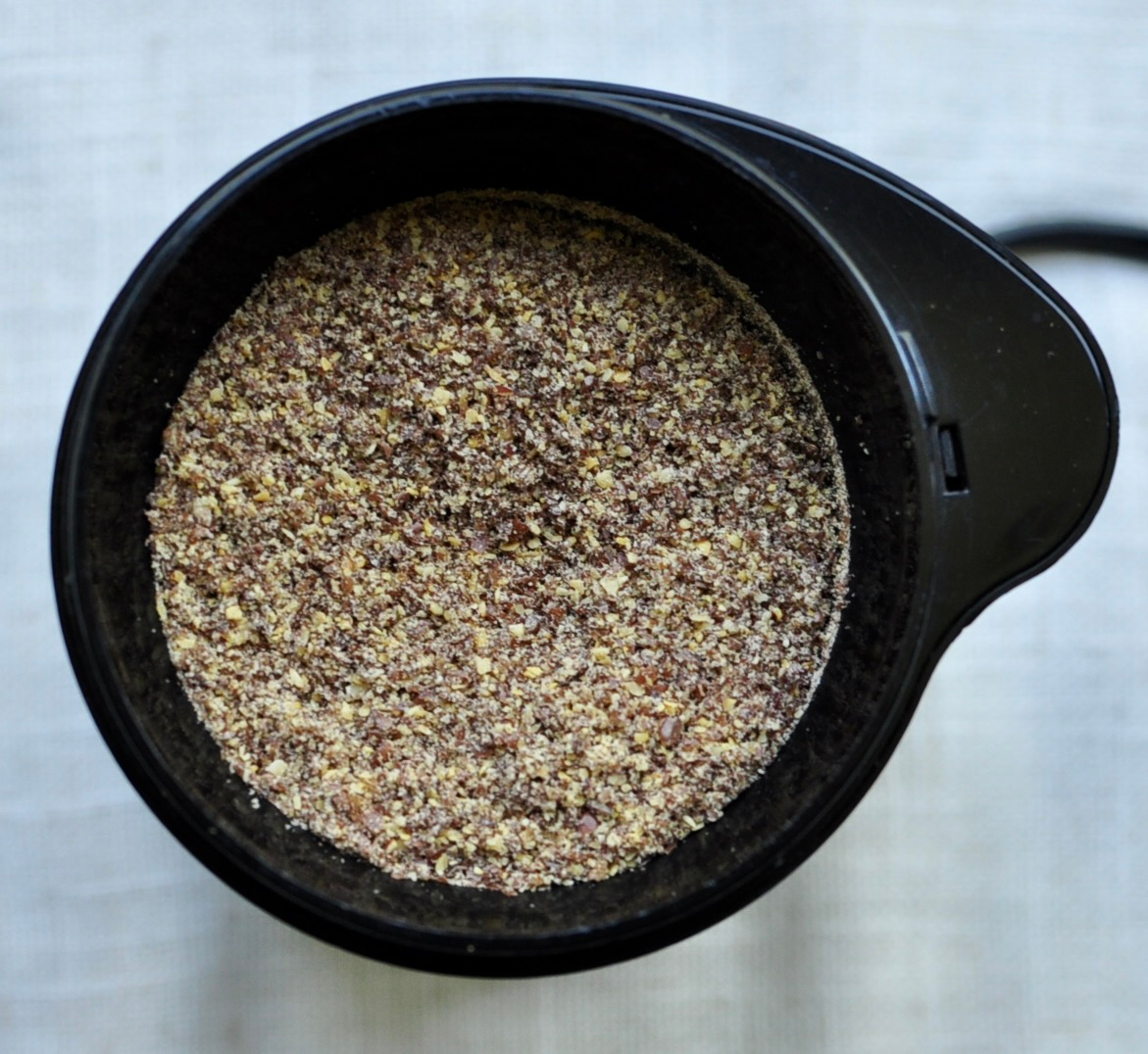 Ground Flax Seeds in Spice Grinder for Seed Crackers