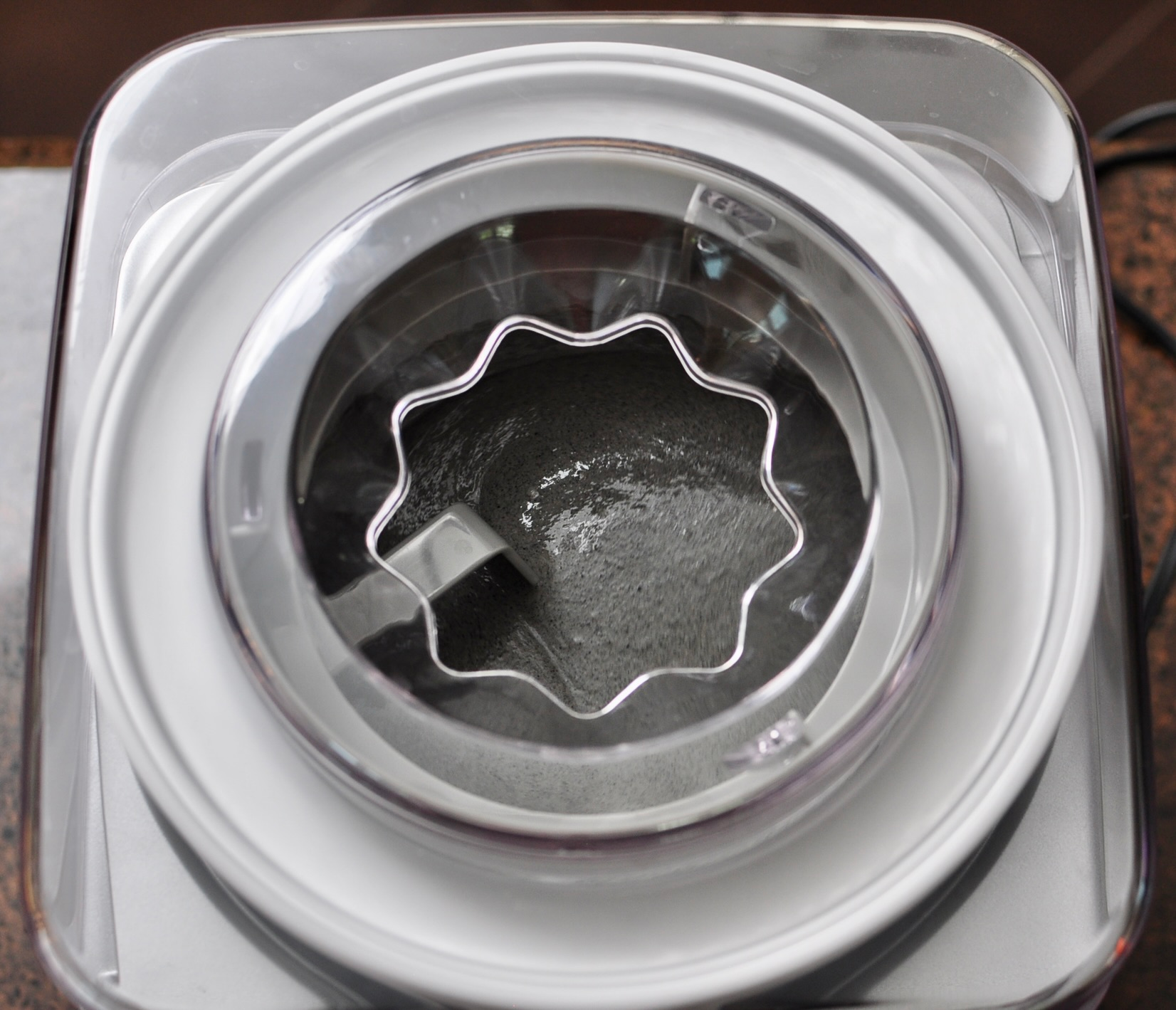 Ice Cream Maker Churning Black Sesame Ice Cream