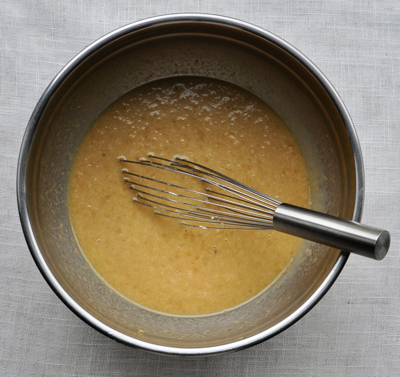Mashed bananas and miso paste for brown butter banana muffins