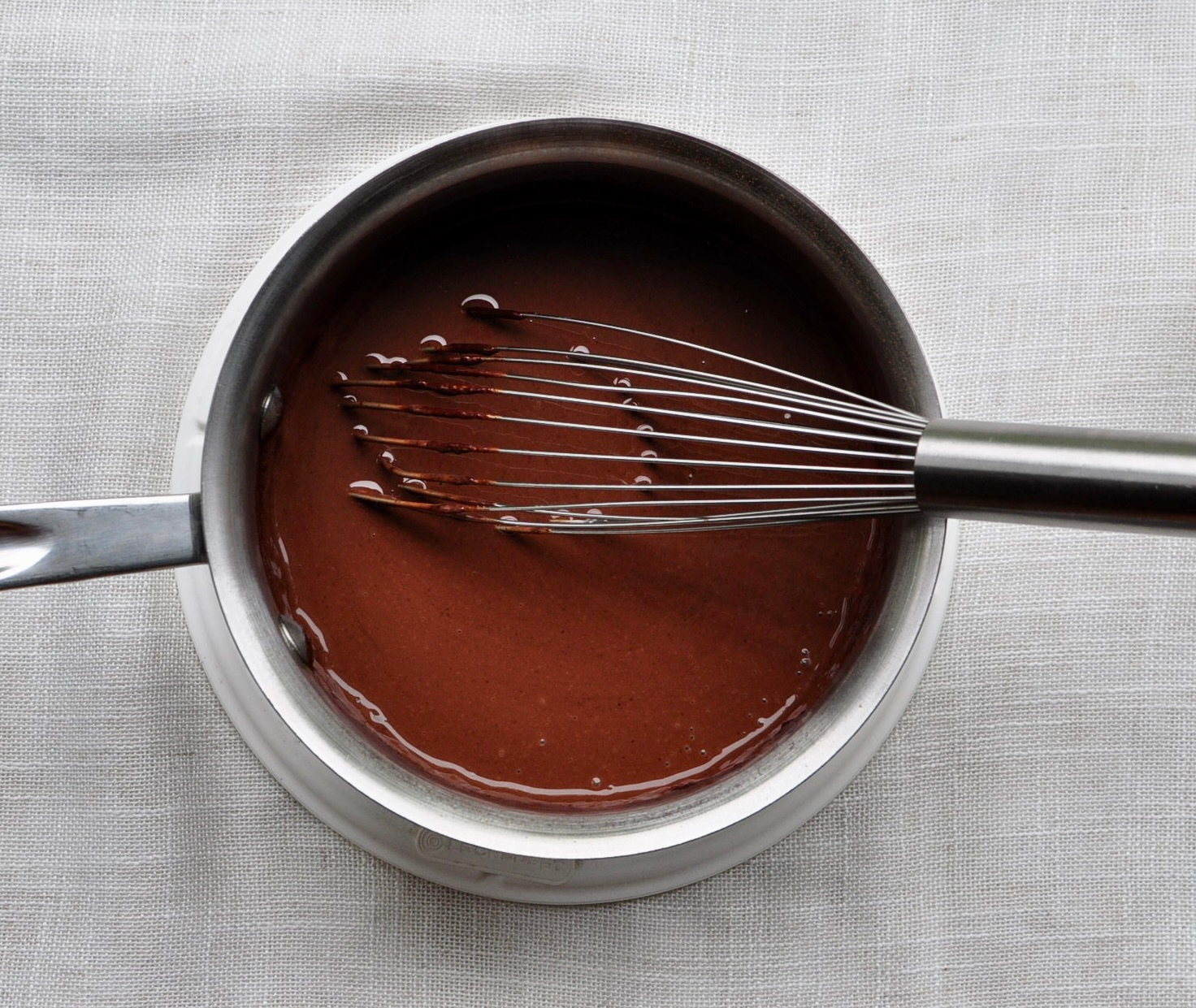 Melted Chocolate Callets in Heavy Cream for Chocolate Ice Cream