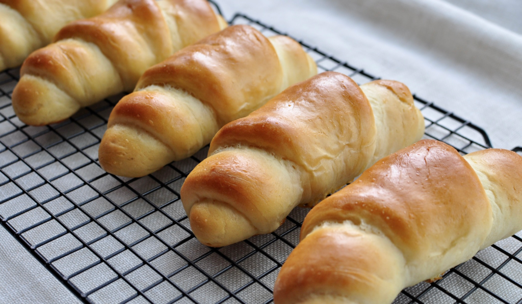 Milk Bread Croissant Shaped Rolls Chinese Bakery Style