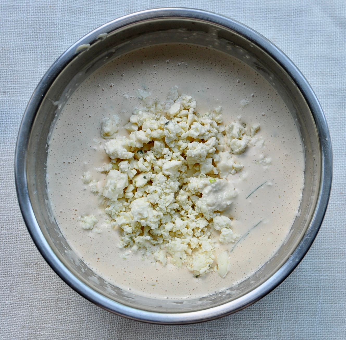 blue cheese dressing with kewpie mayo and crumbled blue cheese