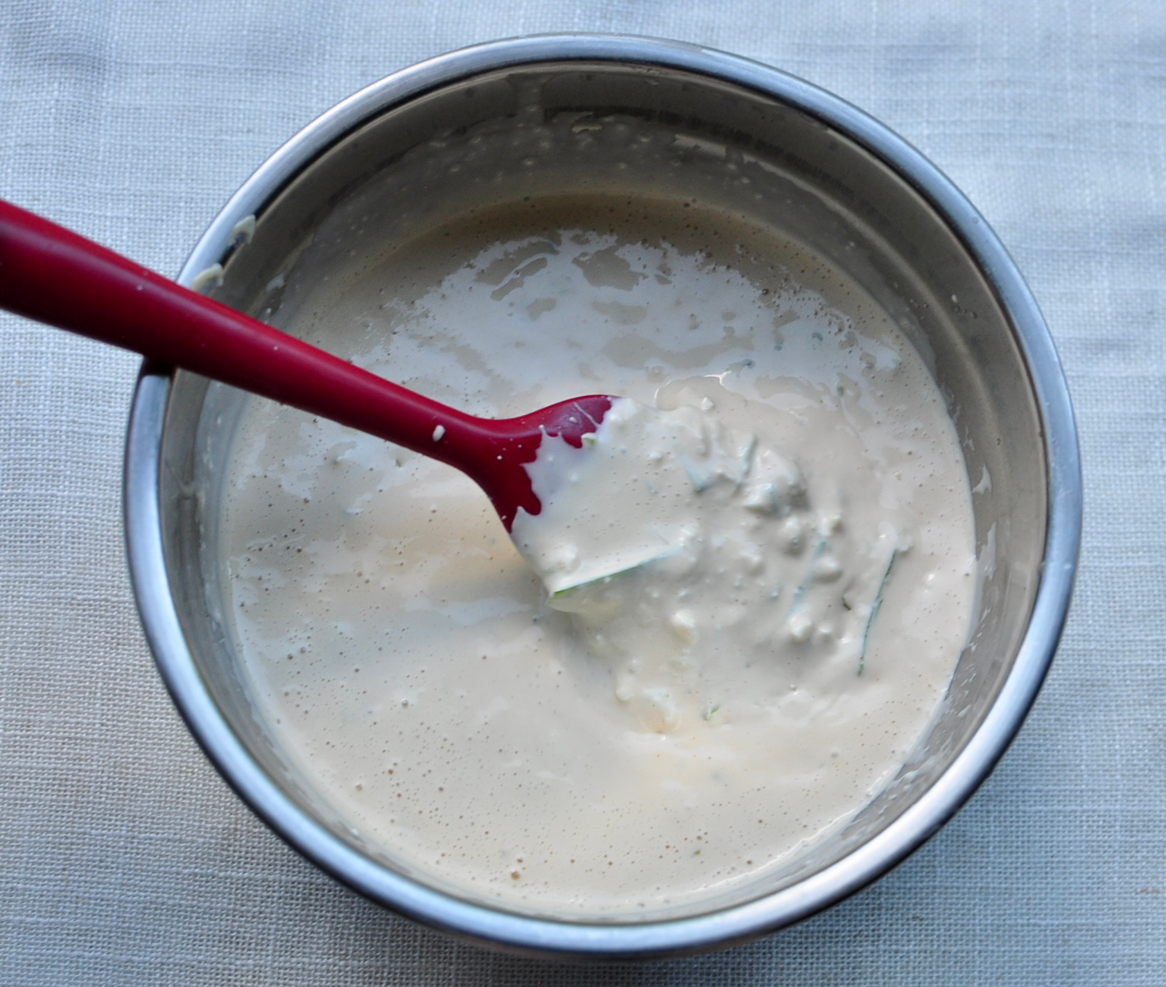 crumbled blue cheese dip dressing with scallions and celery
