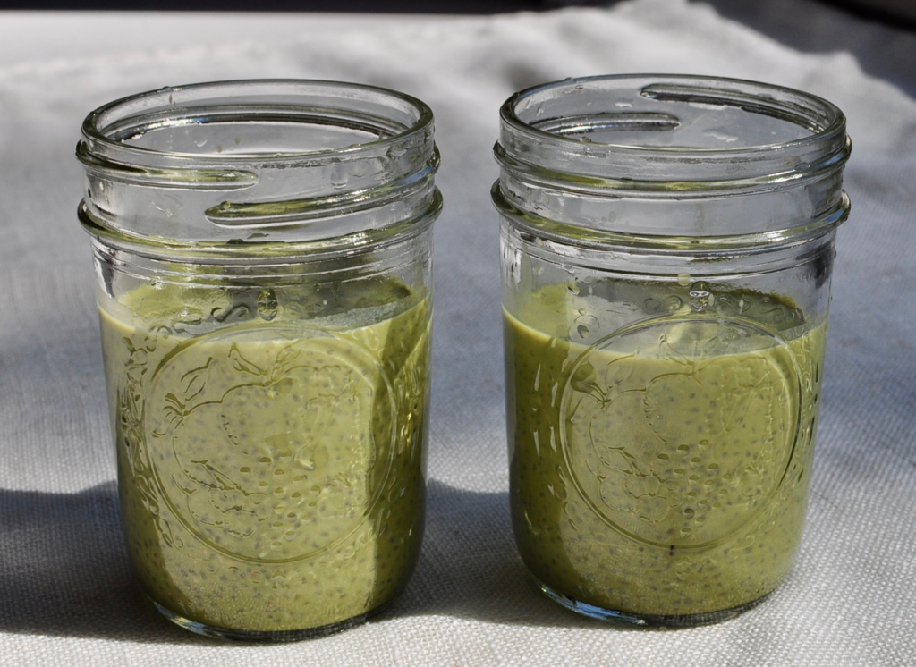 Matcha Green Tea Chia Seed Pudding in Jars
