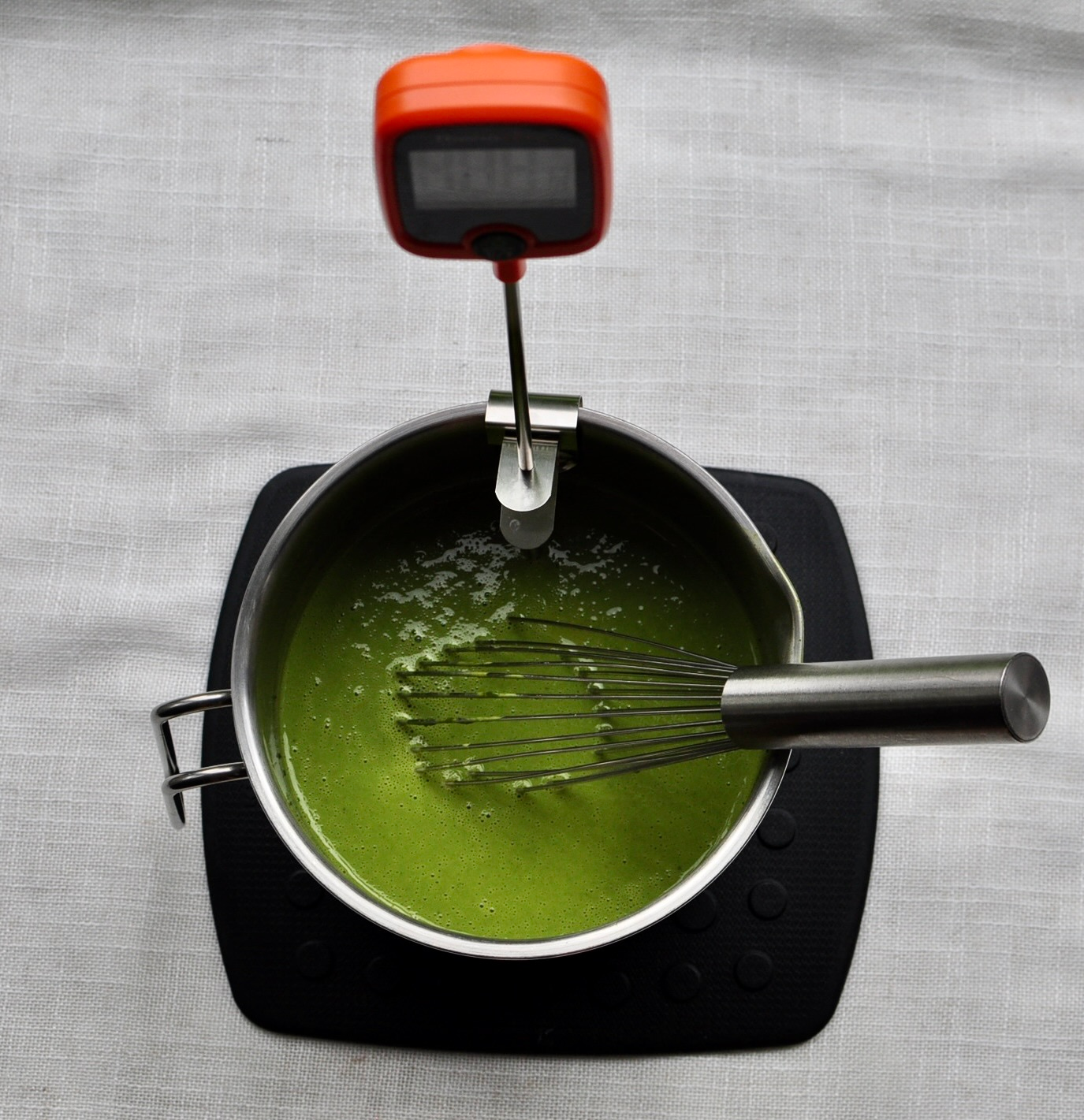 Matcha Green Tea Ice Cream Tempered Egg at 170°