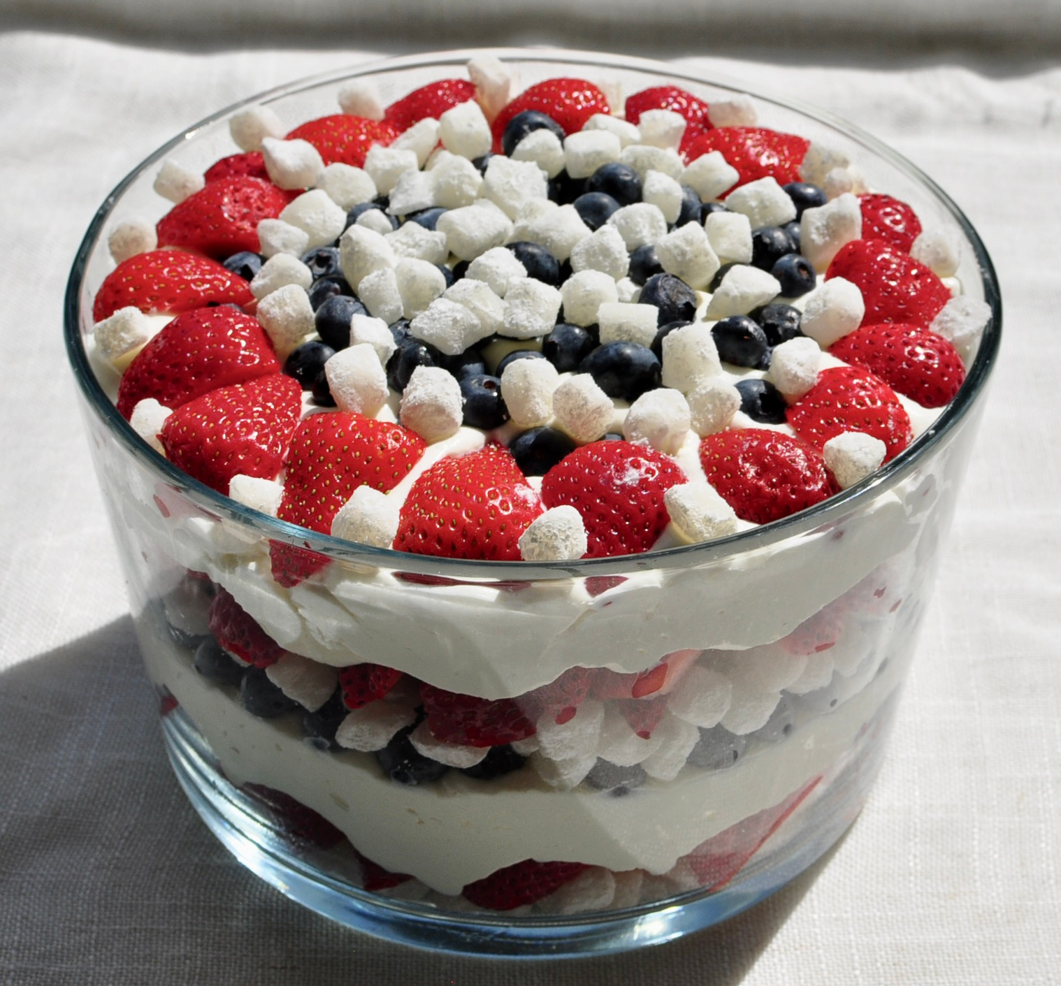 Mochi Berry Trifle Layers in Trifle Dish