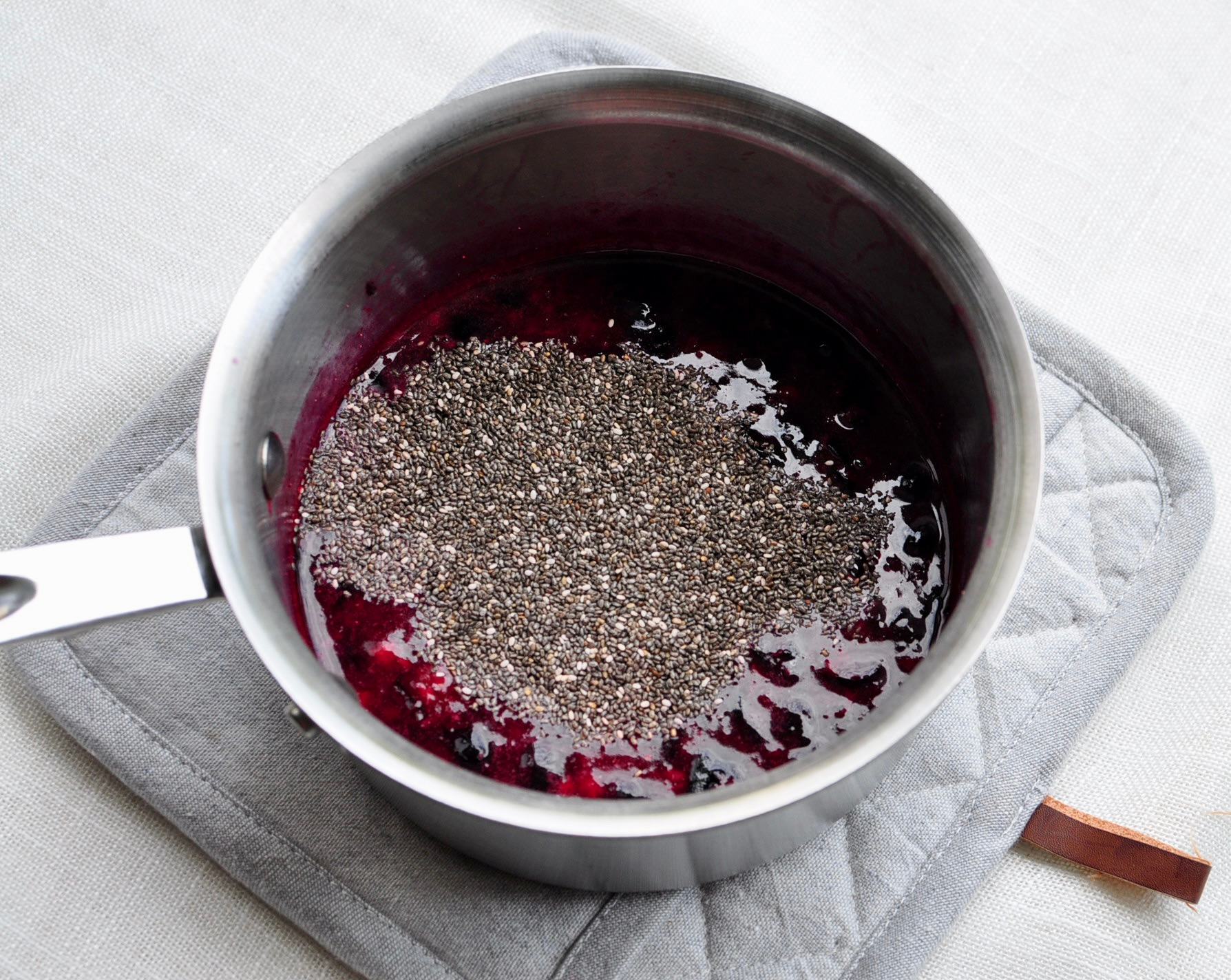 Chia Seeds with Mashed Blueberries for Jam