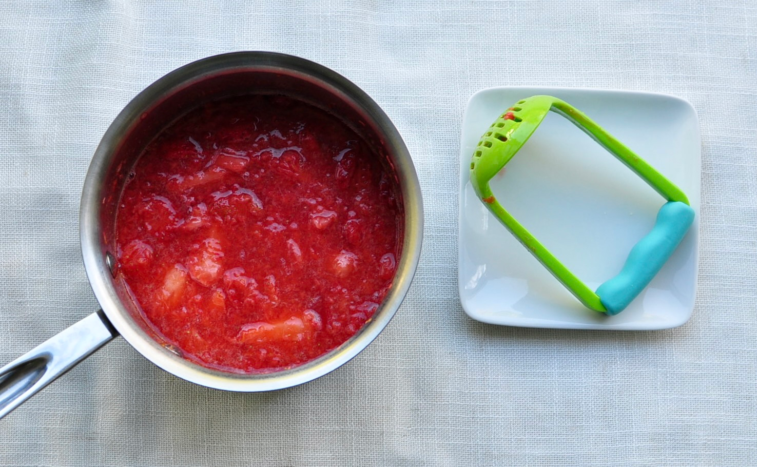 Cooked Mashed Strawberries for Chia Seed Jam