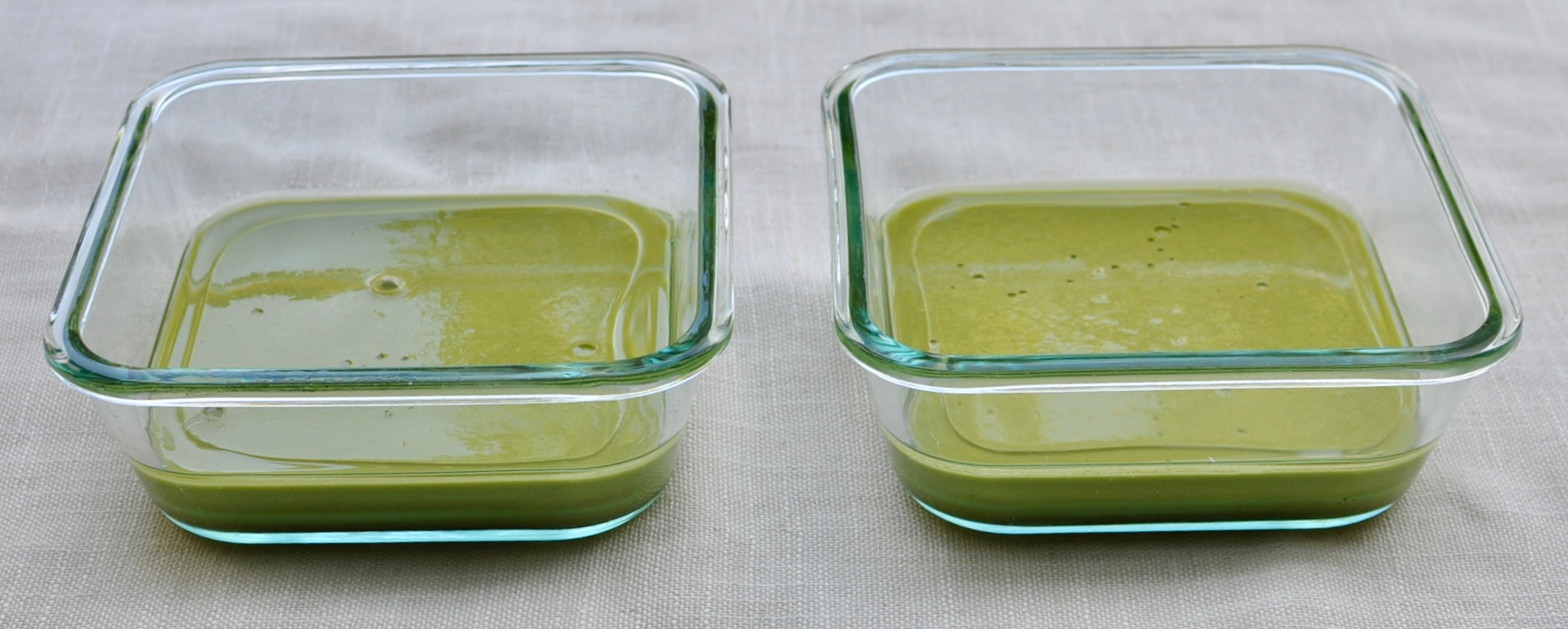 Greased glass containers for steaming matcha mochi