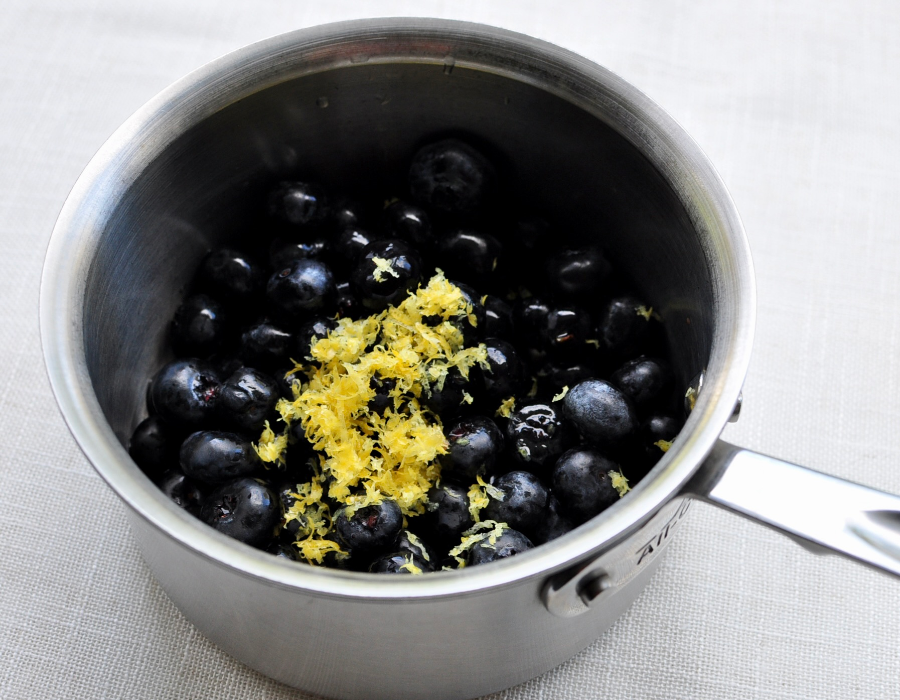 Lemon Zest Lemon Juice and Blueberries for Chia Seed Jam