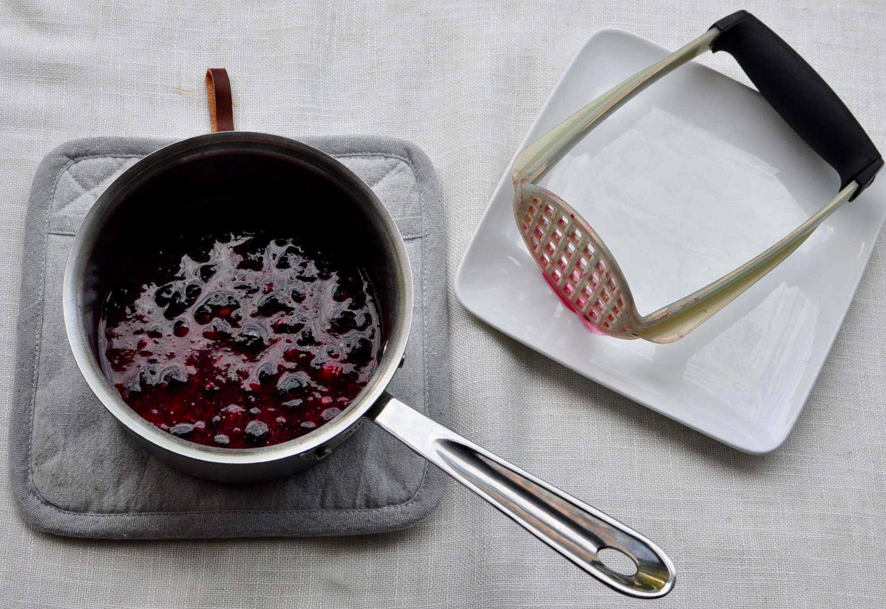 Mashed Cooked Blueberries for Chia Seed Jam