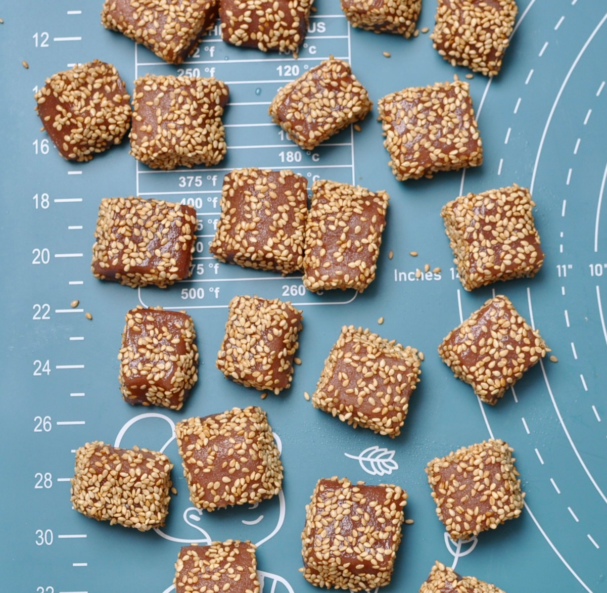 Strawberry Mochi Squares with Sesame Seeds